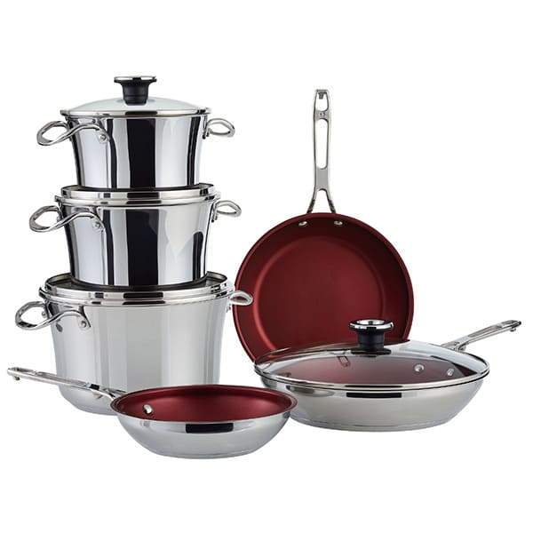 Cavira Signature 10-Piece Stacking Stainless Steel Cookware Set – Aluminum Base, Induction Compatible