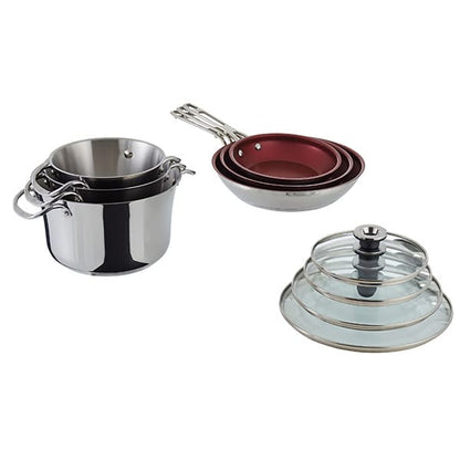 Cavira Signature 10-Piece Stacking Stainless Steel Cookware Set – Aluminum Base, Induction Compatible