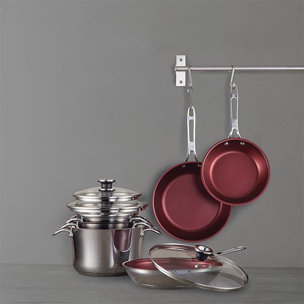 Cavira Signature 10-Piece Stacking Stainless Steel Cookware Set – Aluminum Base, Induction Compatible