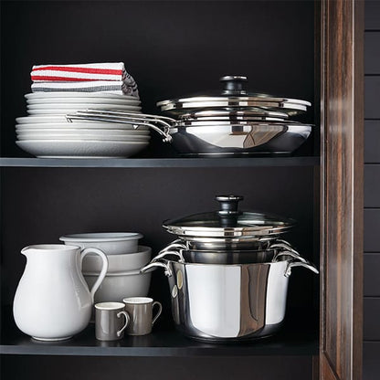 Cavira Signature 10-Piece Stacking Stainless Steel Cookware Set – Aluminum Base, Induction Compatible