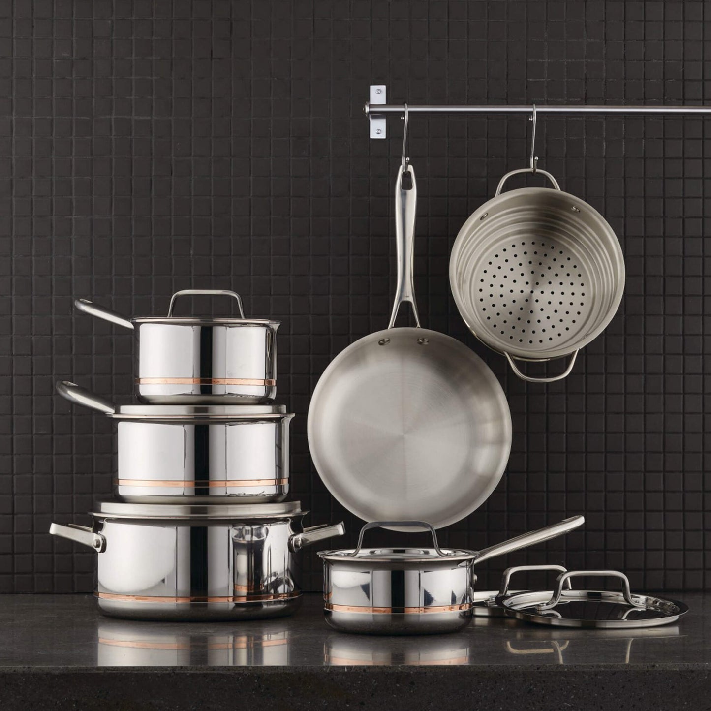 Cavira Professional 12-Piece 5-Ply Copper Core Stainless Steel Cookware Set
