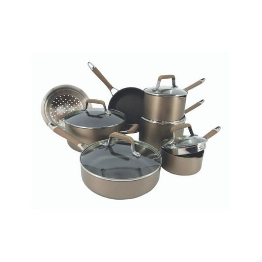 Cavira Classic 12-Piece Champagne Bronze Nonstick Aluminum Cookware Set