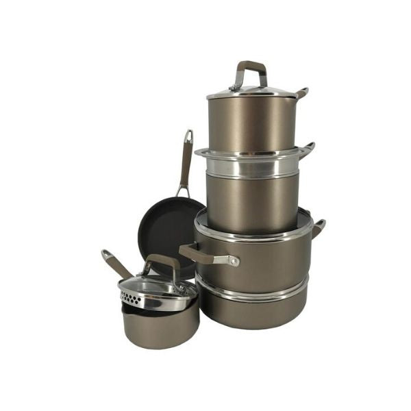 Cavira Classic 12-Piece Champagne Bronze Nonstick Aluminum Cookware Set