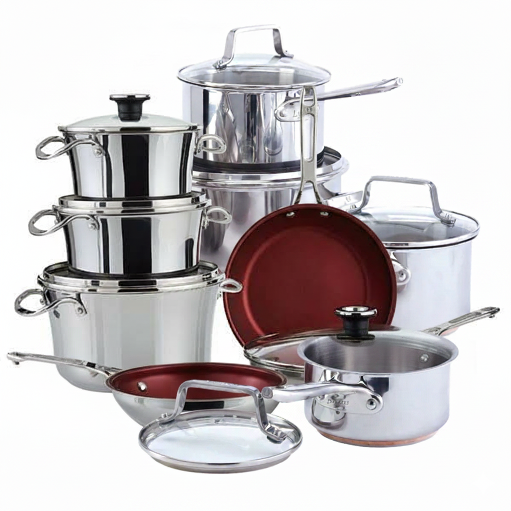 Cavira Signature 10-Piece Stacking Stainless Steel Cookware Set – Aluminum Base, Induction Compatible