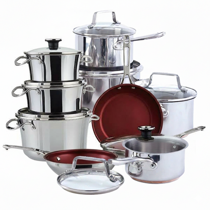 Cavira Signature 10-Piece Stacking Stainless Steel Cookware Set – Aluminum Base, Induction Compatible