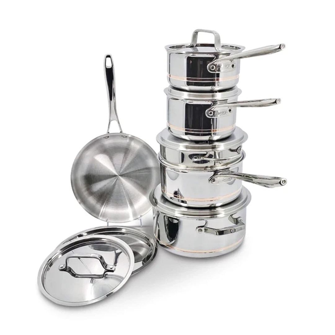 Cavira Professional 12-Piece 5-Ply Copper Core Stainless Steel Cookware Set