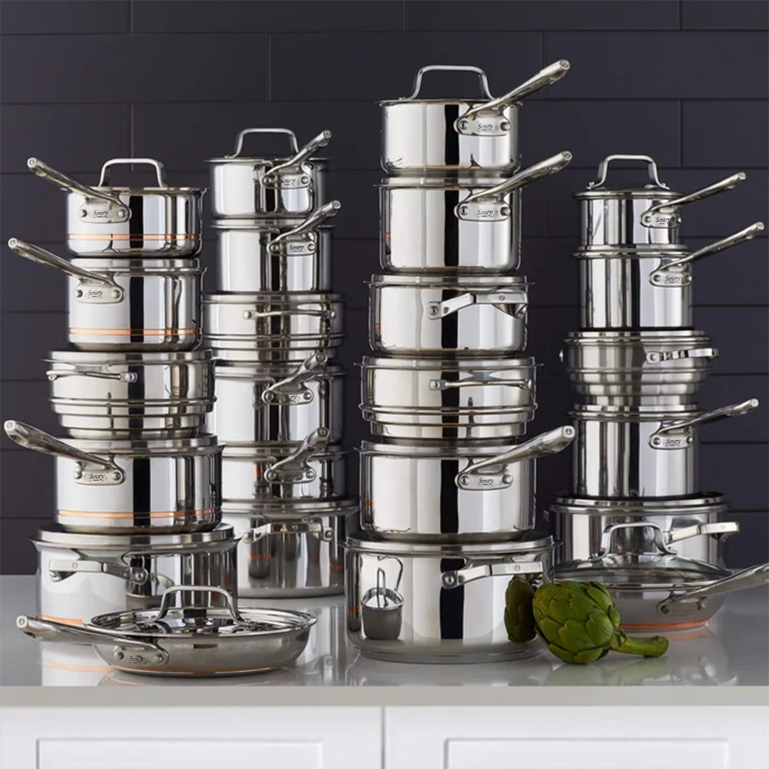 Cavira Professional 12-Piece 5-Ply Copper Core Stainless Steel Cookware Set