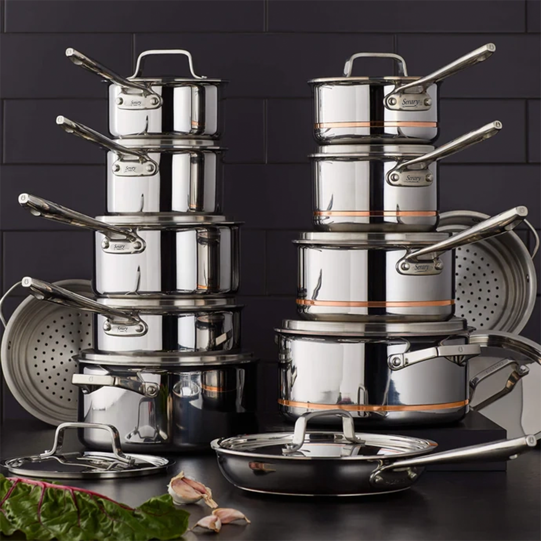 Cavira Professional 12-Piece 5-Ply Copper Core Stainless Steel Cookware Set