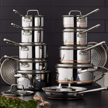 Cavira Professional 12-Piece 5-Ply Copper Core Stainless Steel Cookware Set