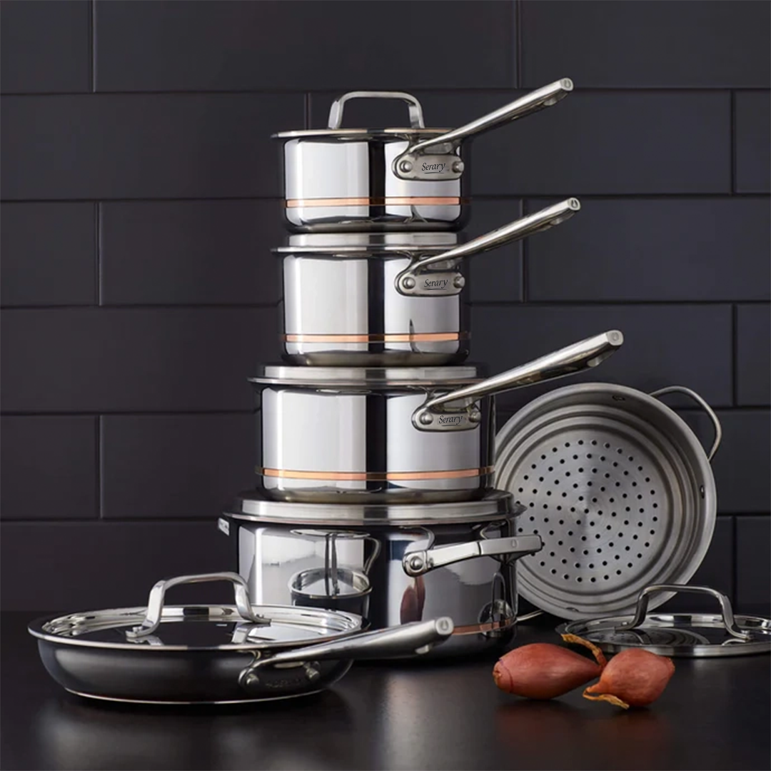 Cavira Professional 12-Piece 5-Ply Copper Core Stainless Steel Cookware Set