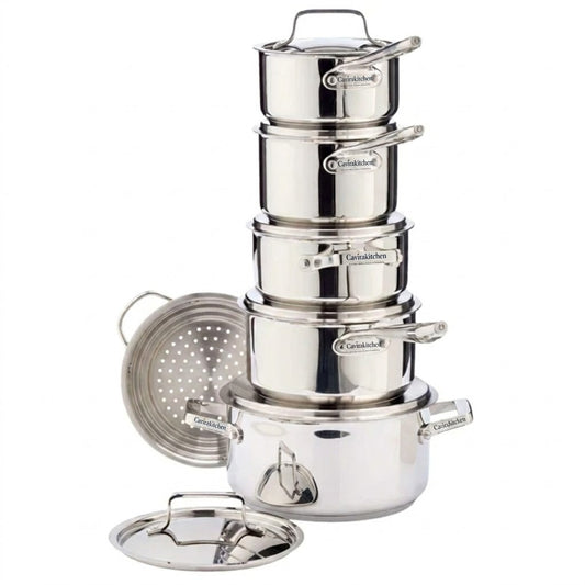 Cavira Signature 12-Piece Stainless Steel Cookware Set – Aluminum Core, Induction Compatible